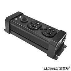 Castle蓋世特 防火防雷電源突波保護插座 3孔2座 尊爵黑 60cm