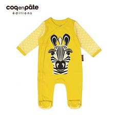 【BabyTiger虎兒寶】coqenpate 法國有機棉乖乖睡套裝組(附帽) - 斑馬12M