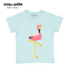 【BabyTiger虎兒寶】coqenpate 法國有機棉童趣 短袖 T-SHIRT - 火鶴