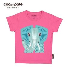 【BabyTiger虎兒寶】coqenpate 法國有機棉童趣 短袖 T-SHIRT - 大象