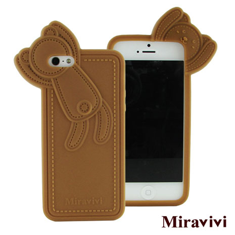 Miravivi iPhone 5 動物狂想曲系列立體熊保護套-焦糖棕