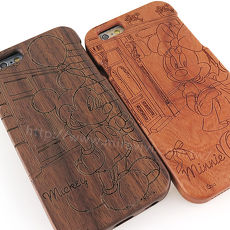 Disney iPhone 6s/6 原木/木頭雷雕保護殼/手機殼-米奇米妮