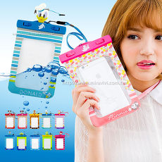 【Disney 】6吋通用可愛繽紛手機防水袋(附夾子捲線器耳機塞)