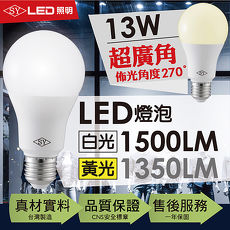 【SY 聲億科技】13W高效能廣角LED燈泡 全電壓 E27-白光(3入)